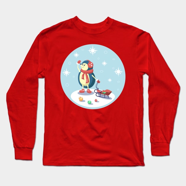 Christmas hedgehog Long Sleeve T-Shirt by Design by Arapova